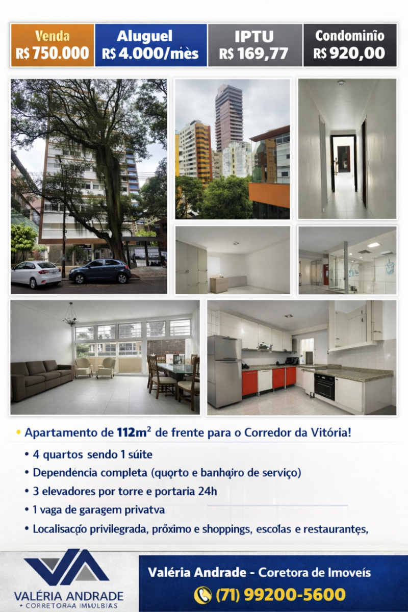 Apartamento Corredor da Vitória 4/4