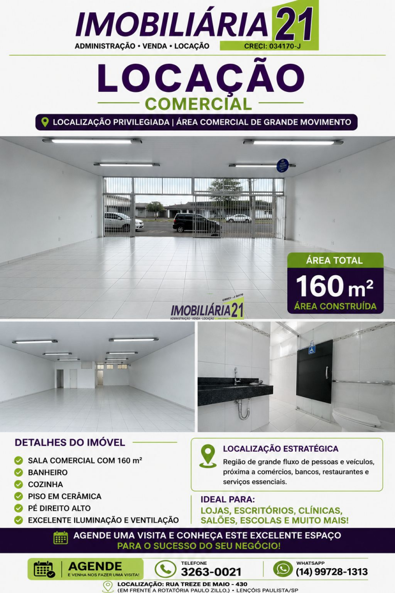 🏢 LOCAÇÃO COMERCIAL – 160 m²