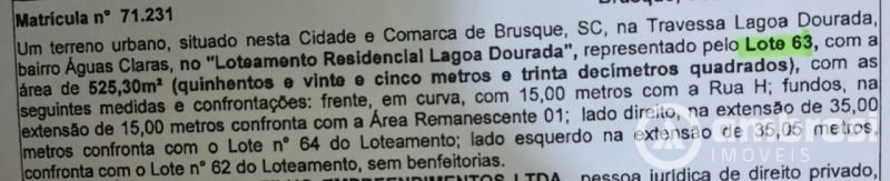 Lote/Terreno de 525m² no bairro Souza Cruz, em Brusque | Eu Corretor
