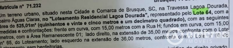 Lote/Terreno de 525m² no bairro Souza Cruz, em Brusque | Eu Corretor