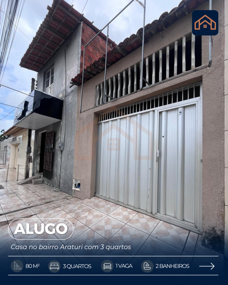 ALUGO CASA PARA FINS COMERCIAIS NO BAIRRO ARATURI COM 3 QUARTOS