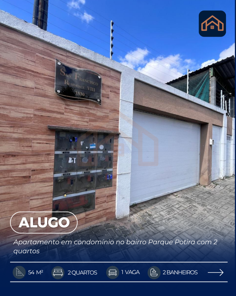 ALUGO APARTAMENTO EM CONDOMÍNIO NO BAIRRO PARQUE POTIRA COM 2 QUARTOS