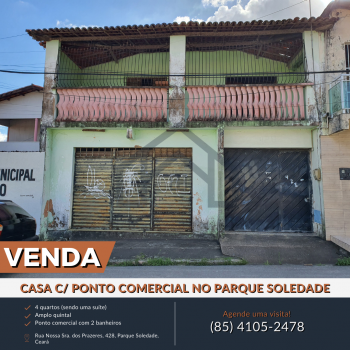 Vendo casa com ponto comercial no Parque Soledade