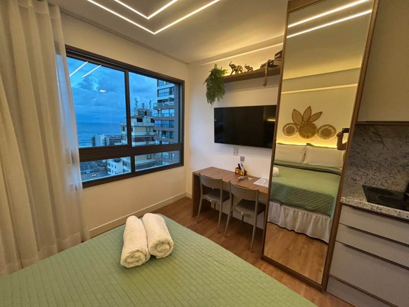 Atlantic Ocean, Barra, Apartamento, Studio, Para Venda, 25m2, Vista Mar, Porteira Fechada, Nascente, Salvador/BA